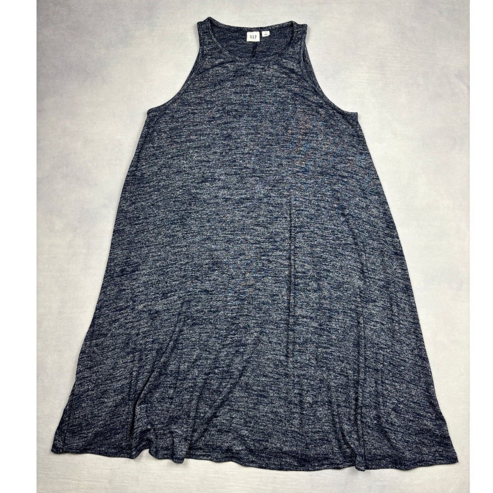 GAP Soft Knit Swing Tank Top True Black V2‎ Marled High Neck Sleeveless Small